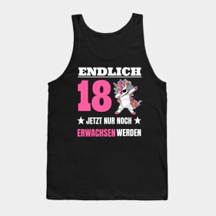 Endlich 18 Geburtstag Shirt Frauen Dabbing Einhorn Tank Top